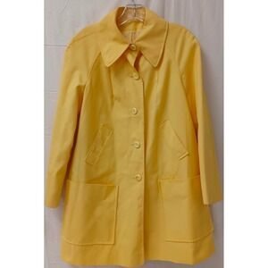VTG Betty Rose Womens Yellow Button Front Rain Jacket Coat Size Medium